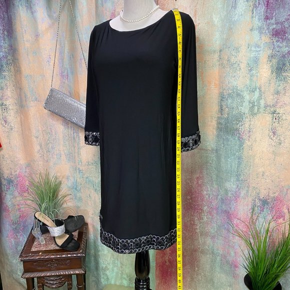 📌Tiana B. 70s Style Beaded Trim Shift Dress - Picture 6 of 12